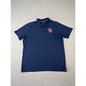 St Louis Cardinals Polo Shirt Mens XL Blue MLB Nike BSBL‎ Short Sleeve Relaxed